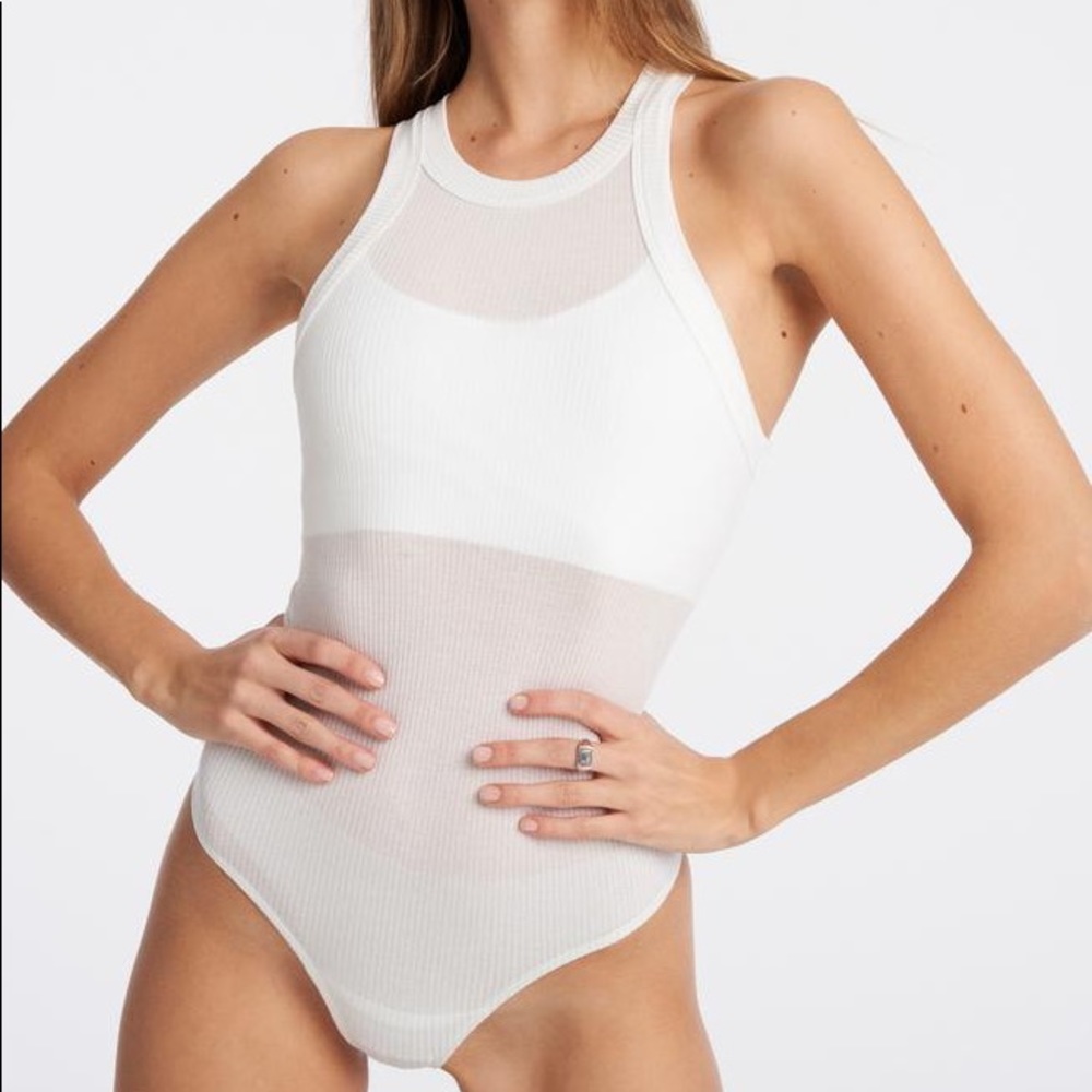 Wesley White Ribbed Tank Bodysuit